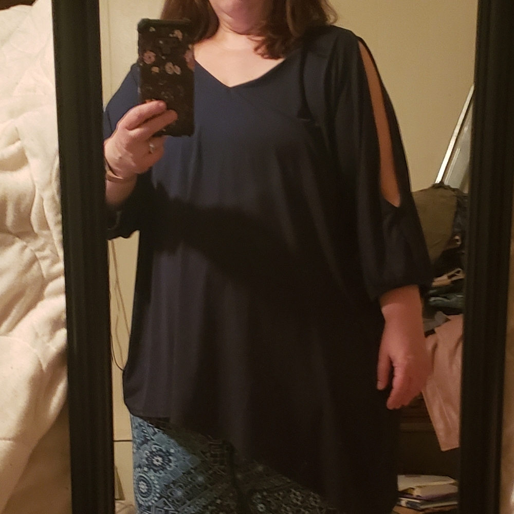 💋 asymmetrical navy tunic